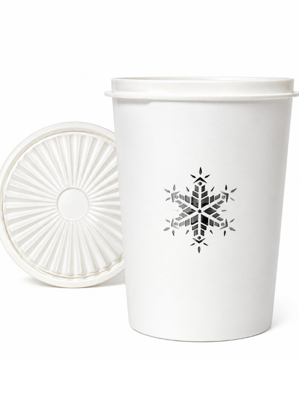 2 Pcs Vintage TUPPERWARE Servalier White Silver Snowflake #812-42 & #811-3